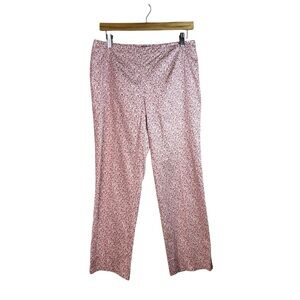 Brooks Brothers Women's Natalie Fit Ankle Pants White Red Paisley Size 6 Preppy